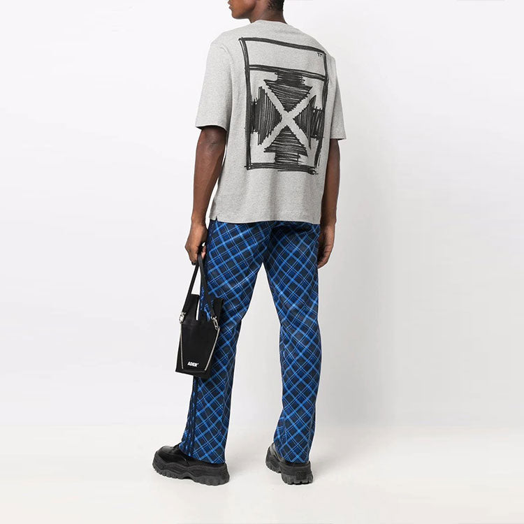 Off-White FW21 Arrow Logo Printing Round Neck Short Sleeve Ordinary Version Gray OMAA119F21JER0220810