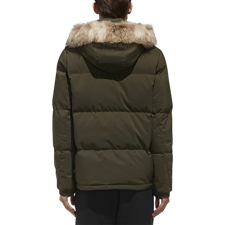 adidas originals hooded Sports Stay Warm Down Jacket Dark Green DT7918