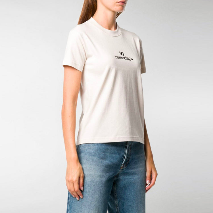 Balenciaga Logo Round-neck Tee Grey/White 612964TJVD99054
