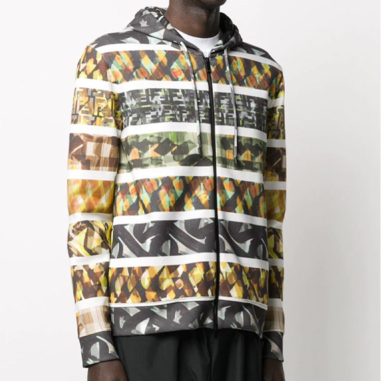 FENDI Botanical Print zip-up Hoodie FY0984ABP7