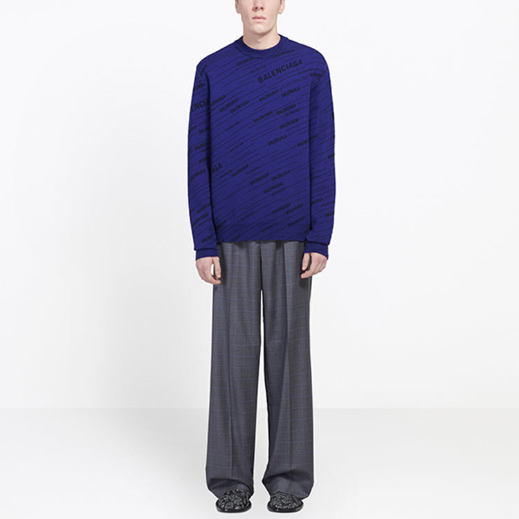 Balenciaga Diagonal Logo Sweatshirt 'Blue' 583080T15244160
