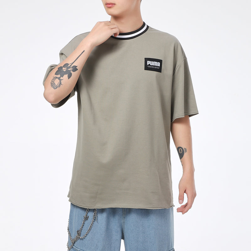 PUMA Solid Men Round Neck T-Shirt 'Olivegreen' 845861-73