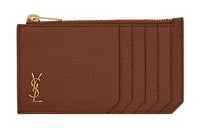 SAINT LAURENT Grain Leather Wallet, Card Holder Men's Caramel Brown
