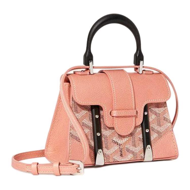GOYARD Saigon Canvas With Calfskin Shoulder Bag Crossbody Bag Handbag Mini Women's Pearl Pink