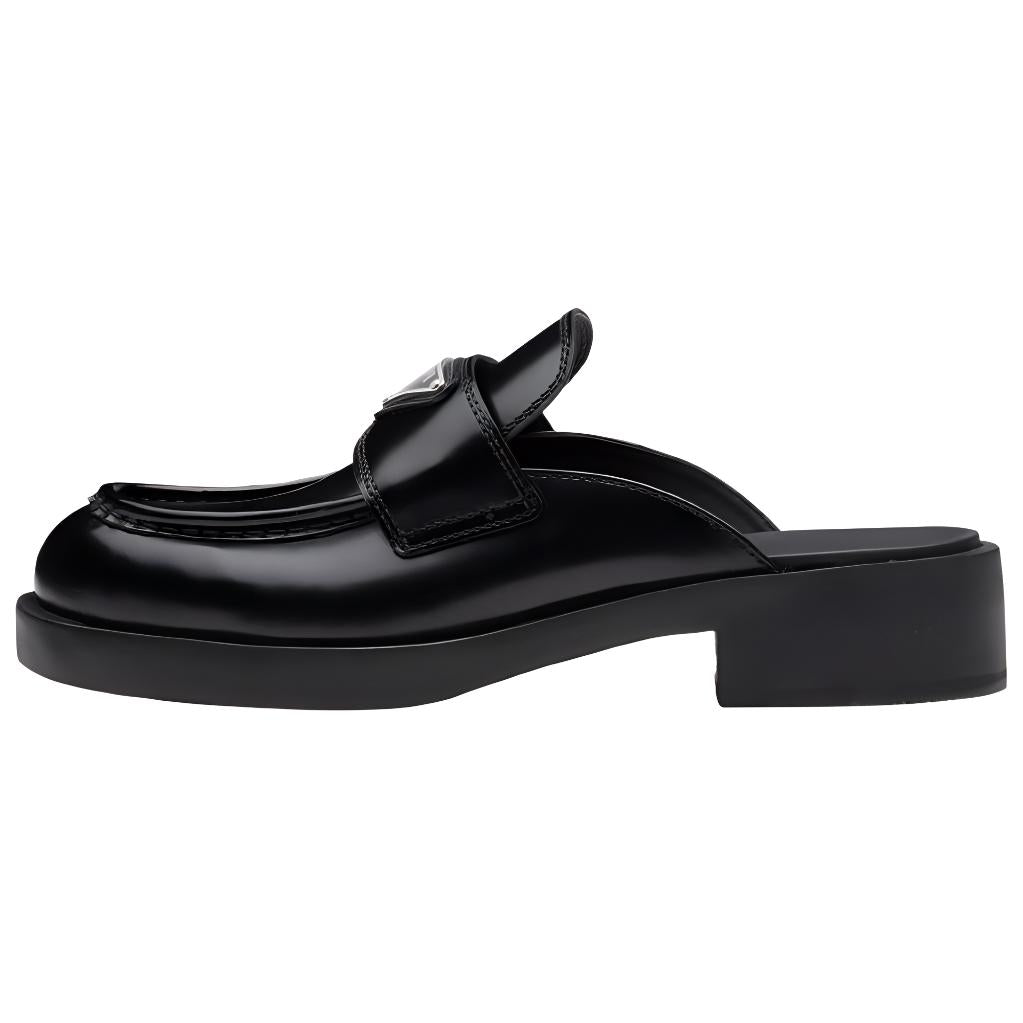 PRADA 40mm Mule Black Brushed Leather Women's