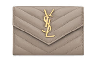 SAINT LAURENT Lambskin Wallet Women's Taupe