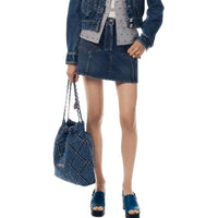 CHANEL Denim Short Skirts Women's Blue