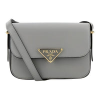 PRADA Leather Crossbody Bag, Shoulder Bag Women's Gray