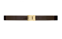 SAINT LAURENT Solid Color Design Smooth Buckle Leather Belts Women's Brown Width: 3CM
