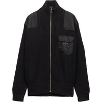 PRADA Zip up Ribbed Knit Cardigan