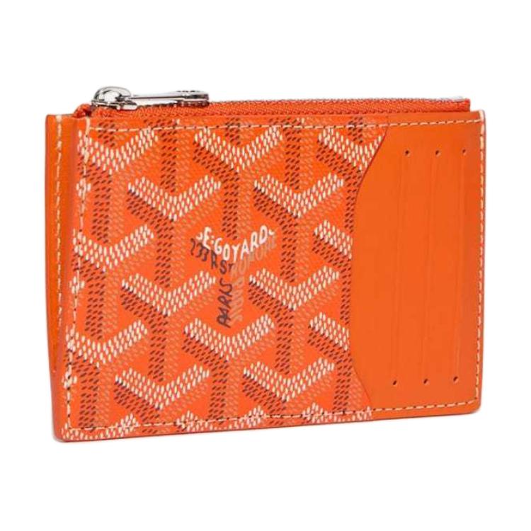 GOYARD Canvas With Calfskin Card Holder Unisex Orange
