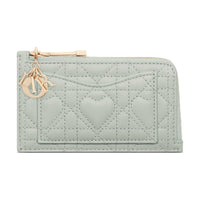 DIOR Lady Dior Lambskin Card Holder Women's Light Green
