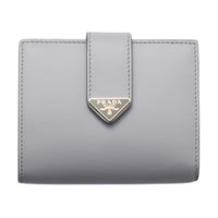PRADA Leather Wallet Small Size Women's Wisteria Gray