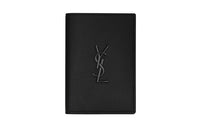 SAINT LAURENT Monogram Calfskin Passport Holder Men's Black