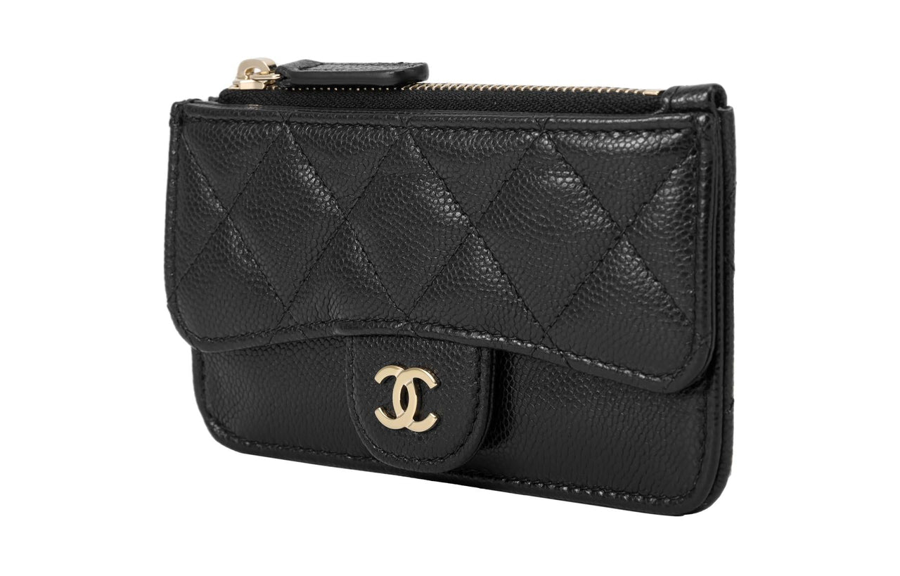 CHANEL Calfskin Card Holder Regular Women's Black