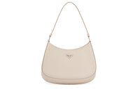 PRADA Shiny Leather Crescent Shoulder Bag Women's Desert Yellow