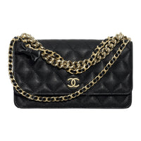 CHANEL WOC Litchi Cow Leather One Shoulder Crossbody Double Layer Trunk Bag Women's Black