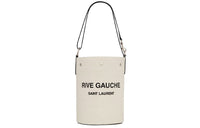 SAINT LAURENT Rive Gauche Fabric Cow Leather Patchwork Canvas Bag Clutches Men's Ecru/Black