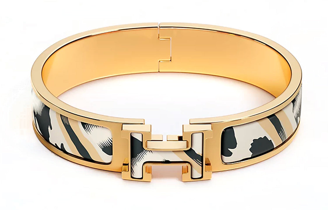 HERMES Bangles Women's Black/White