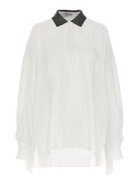 Brunello Cucinelli Monili-Collar Cotton Blouse