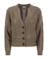 Brunello Cucinelli Sequin-Embellished Crochet-Knit Cardigan