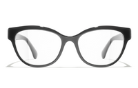 CHANEL Plate Frame Irregular Shape Eyeglass Frames Unisex Black