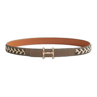 HERMES Calfskin Leather Belts Women's Brown Width 2.4CM