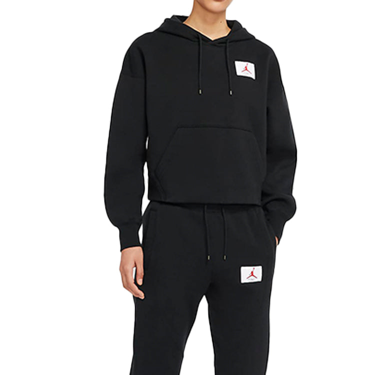 (WMNS) Air Jordan Fleece Pullover Hoodie Casual Sports Hoodie Black CV7737-010