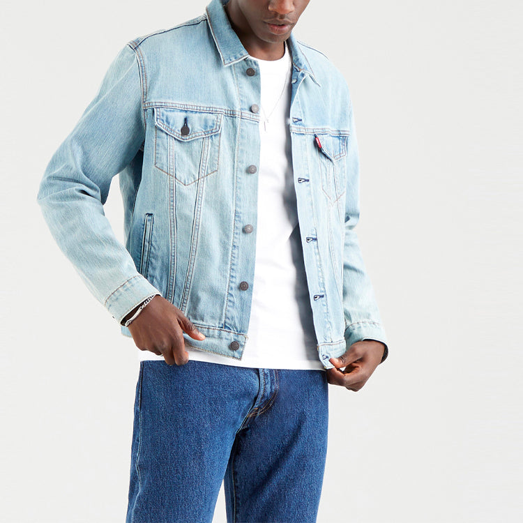 Men's Levis Series lapel Retro Denim Jacket Light Blue 72334-0558