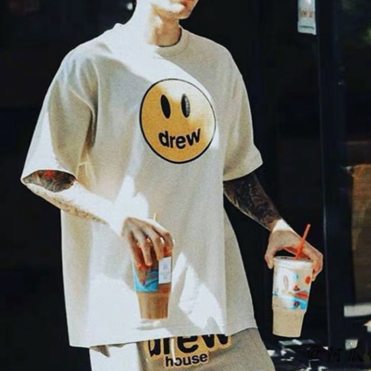 Drew House Mascot - White Distress Smiling Face Short Sleeve Unisex DR-SS20-021