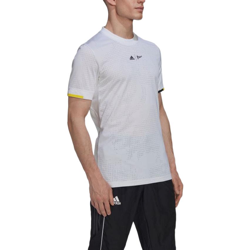 Men's adidas Solid Color Alphabet Logo Printing Round Neck Short Sleeve Japanese Version White T-Shirt HC8540
