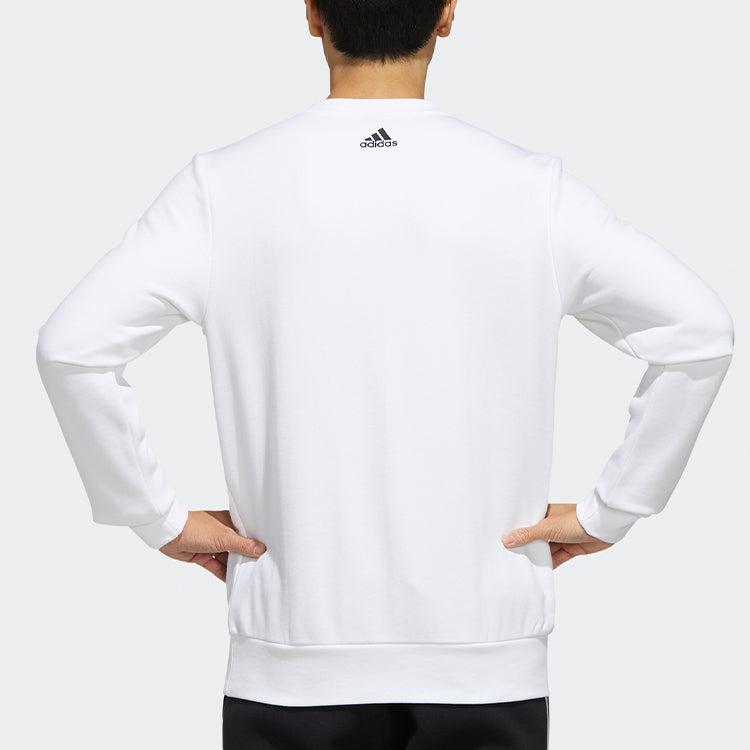 adidas logo Printing Camouflage Loose Sports Round Neck Pullover White FJ0223