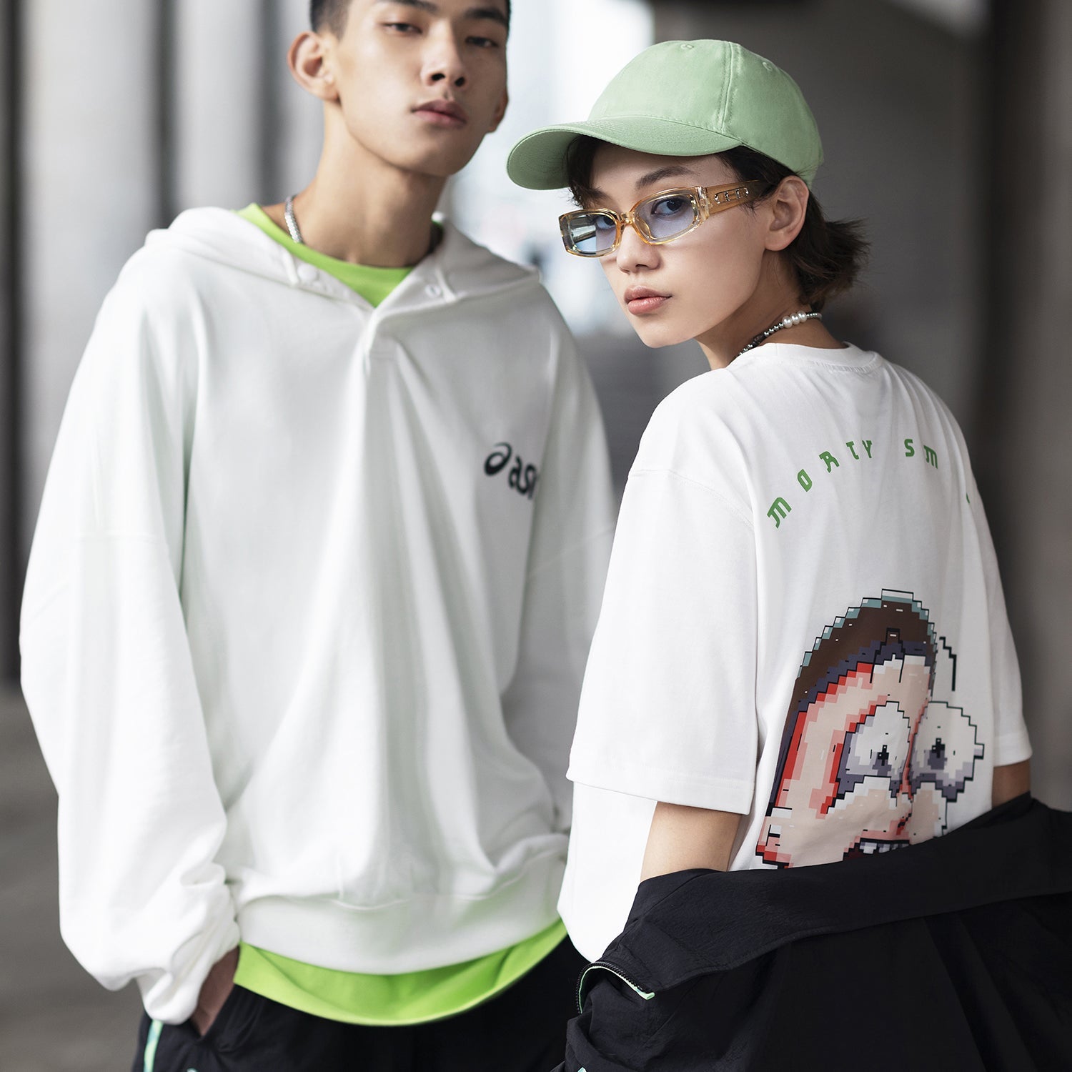 ASICS x Rick and Morty Crossover Cartoon Printing Retro Casual Couple Style White 2203A037-100