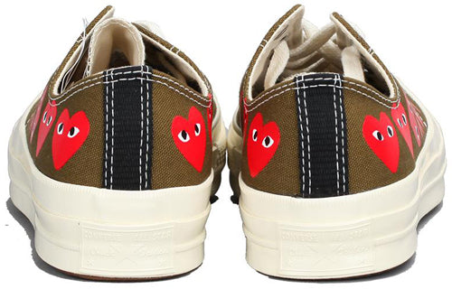 Converse x COMME des GARCONS PLAY Chuck 70 Low Multi Heart 'Khaki' 162976C