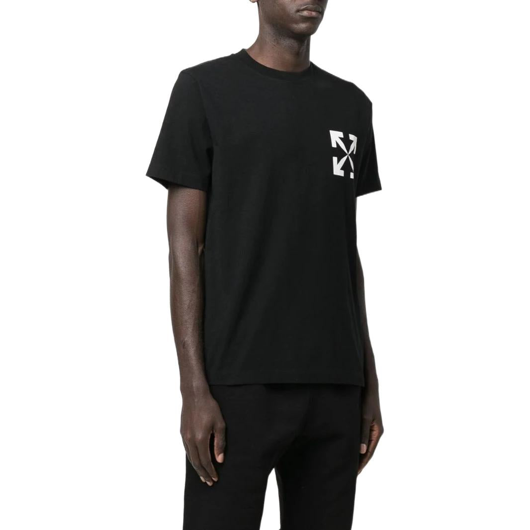 Men's Off-White SS22 Arrow Printing Short Sleeve Black T-Shirt OMAA027C99JER00210011001