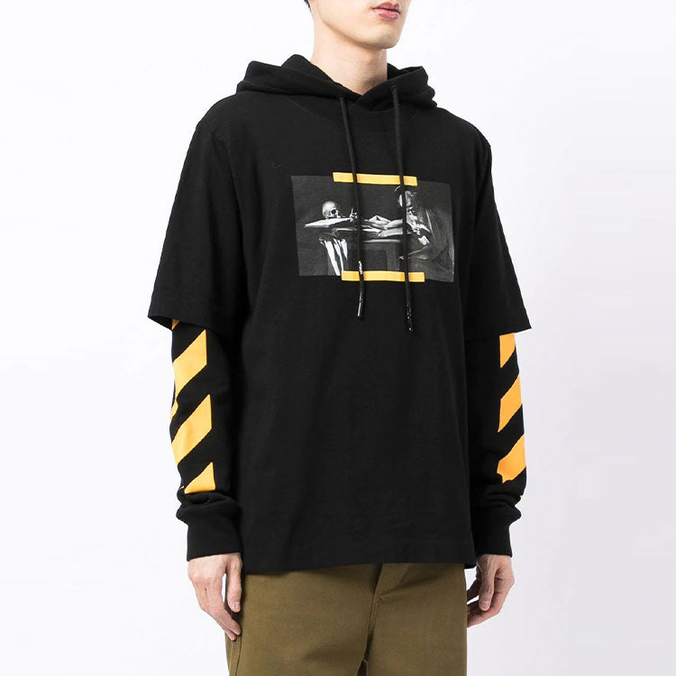 Men's Off-White FW21 Caravaggio Painting Pattern Loose Fit Black OMBB087F21FLE0061084