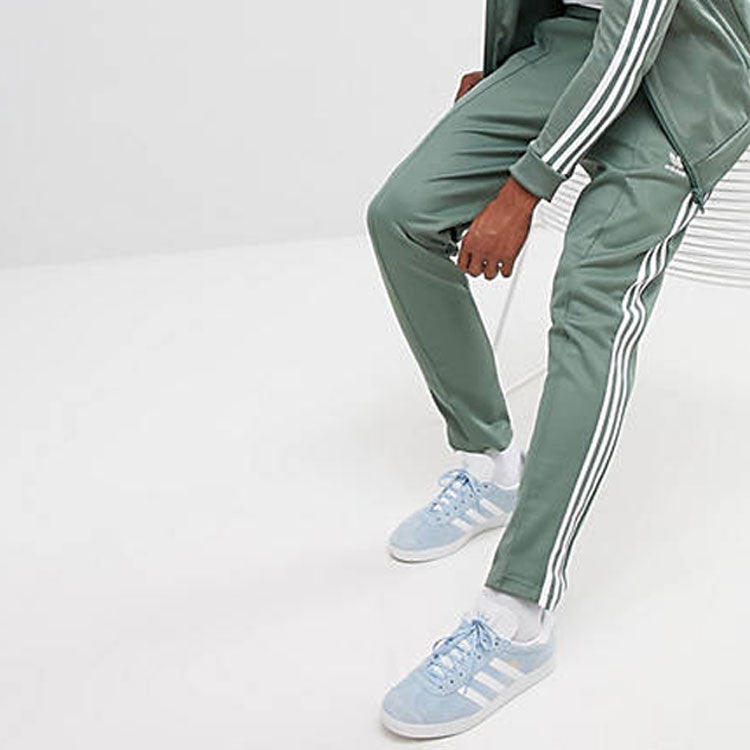 adidas originals Beckenbauer Tp Solid Color Stripe Straight Sports Pants Green DH5818