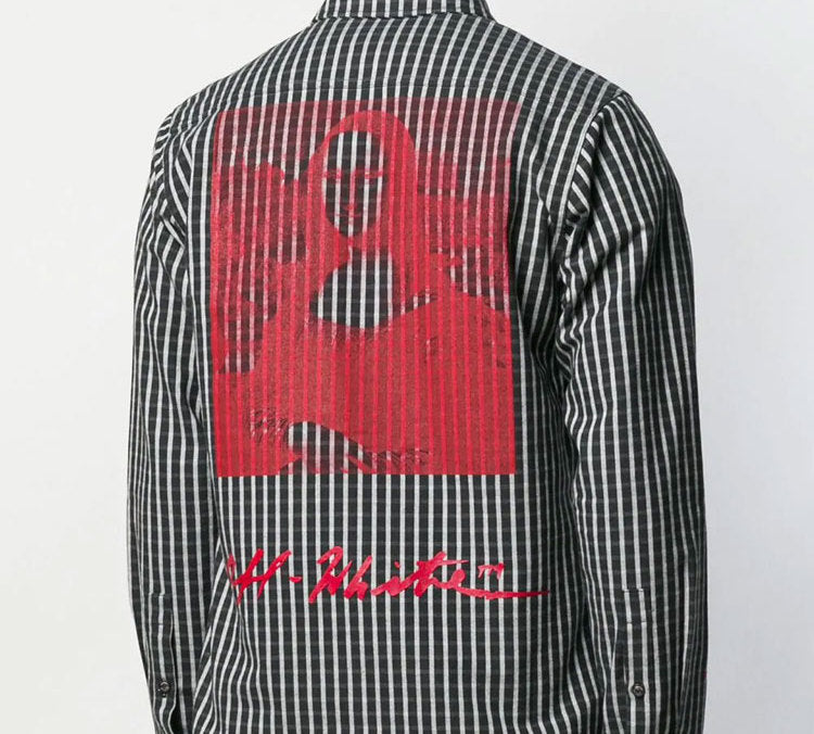 Off-White Back MONALISA Mens Logo Stripe Shirts OMGA060S19D200051020