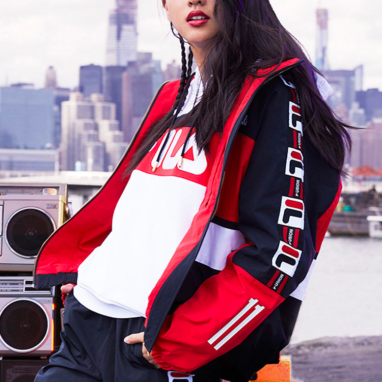 (WMNS) Fila Loose Woven Contrasting Colors Sports Jacket 'Red Black' T11W122704A-RD