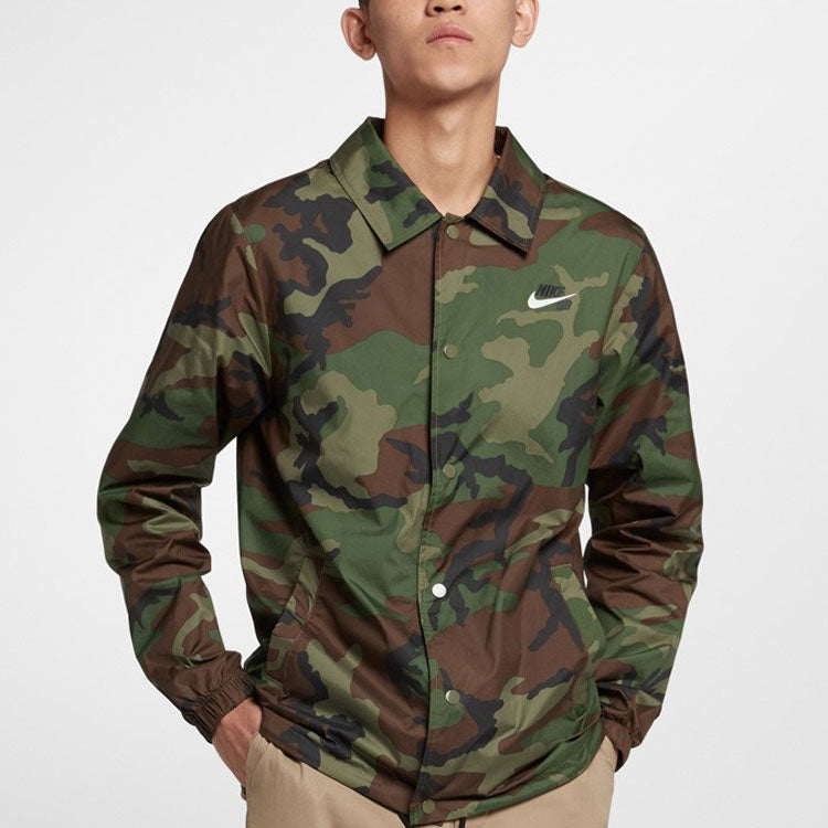 Men's Nike Camouflage Logo Woven Jacket Autumn Military Green AT9913-222