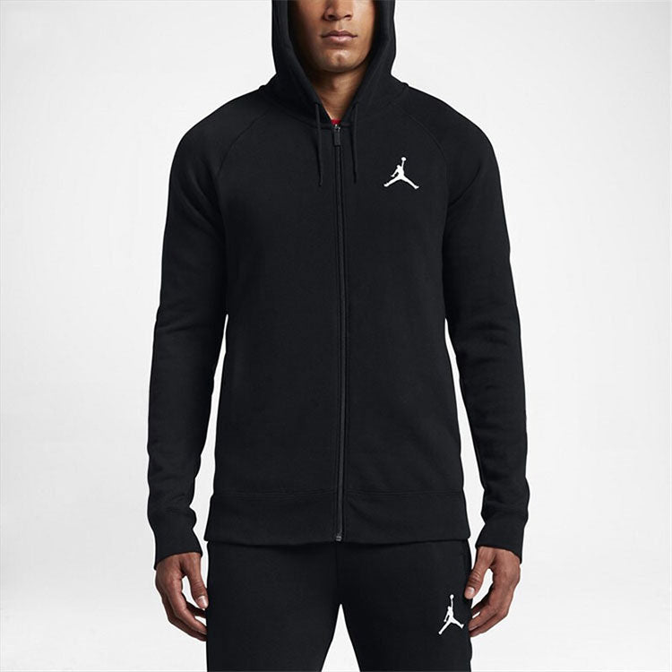 Air Jordan Embroidered Knit Hooded Jacket Men's Black AH3932-010