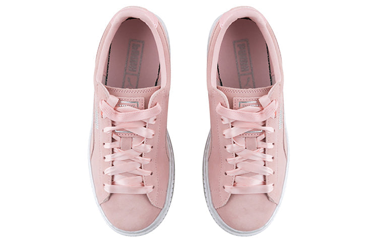 (WMNS) PUMA Suede Platform Satin Pink/White 366106-02