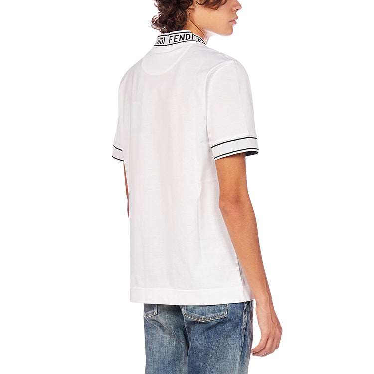 Men's FENDI AW20 Cotton High Collar Short Sleeve White FY1040ACN3F0QA0
