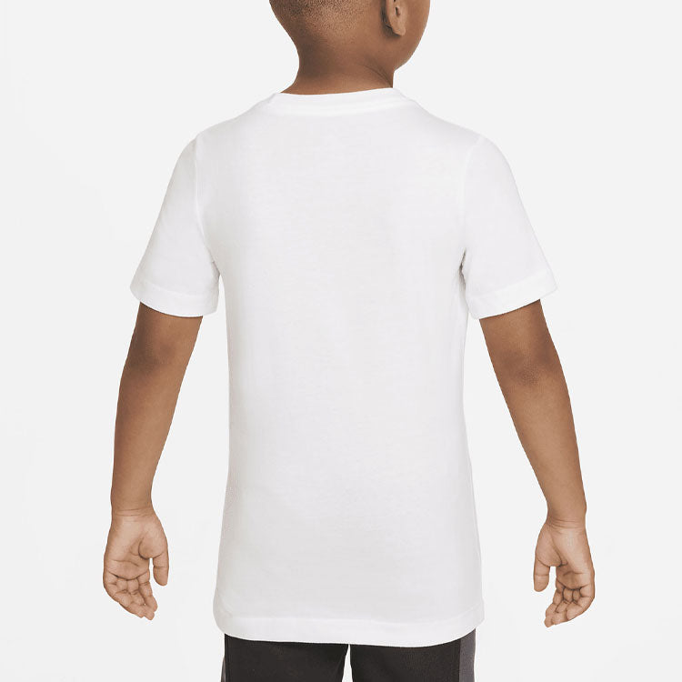 (GS) Nike Pattern Printing Sports Round Neck Pullover Short Sleeve Boy White T-Shirt DJ6689-100