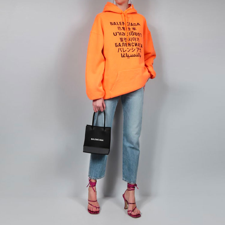 (WMNS) Balenciaga SS21 Printing Hoodie Orange 578135TJVI67513