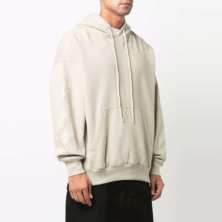 Men's Off-White FW21 Logo Rubber Arrow Pullover Loose Fit Beige OMBB085F21FLE0101717