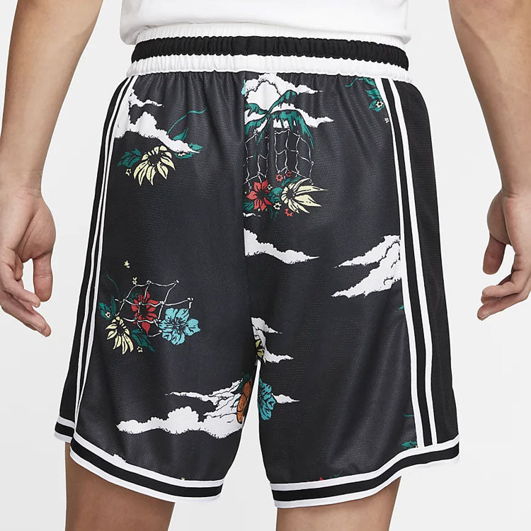 Men's Nike Waist Lacing Full Print Straight Stripe Casual Black Shorts DM8781-010