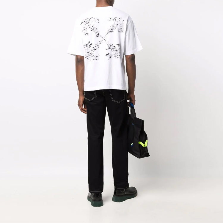 Off-White FW21 Arrows Arrow Logo Printing Short Sleeve Ordinary Version White OMAA120F21JER0050110