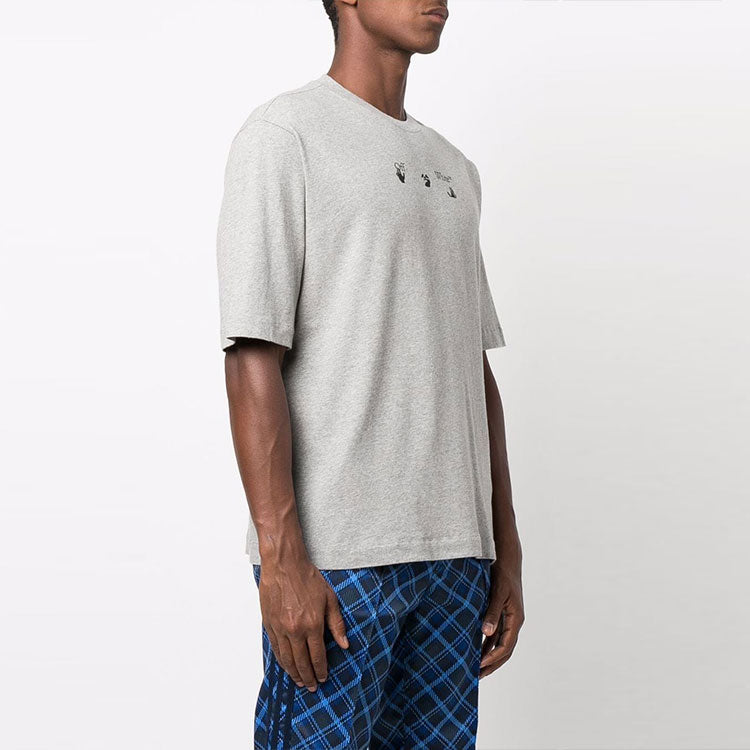 Off-White FW21 Arrow Logo Printing Round Neck Short Sleeve Ordinary Version Gray OMAA119F21JER0220810