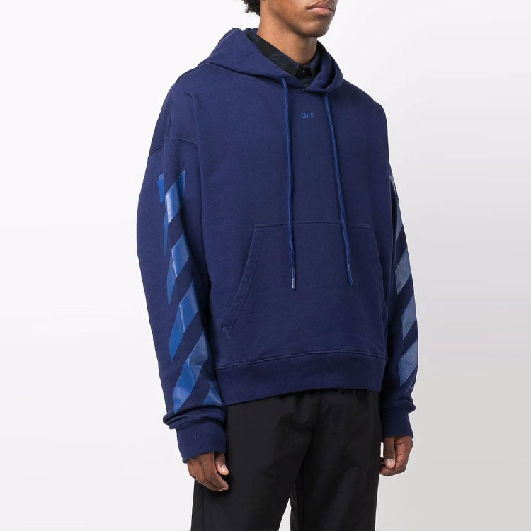 Men's Off-White FW21 Iconic Arrow Pattern Drawstring Loose Fit Blue OMBB085F21FLE0104545